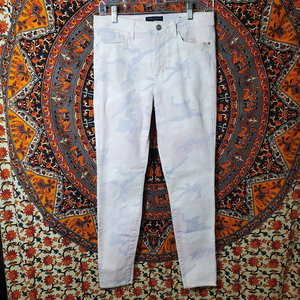 Sanctuary Denim "Social" Ivory Pastel Camouflage Ankle Skinny Jeans Womens 28